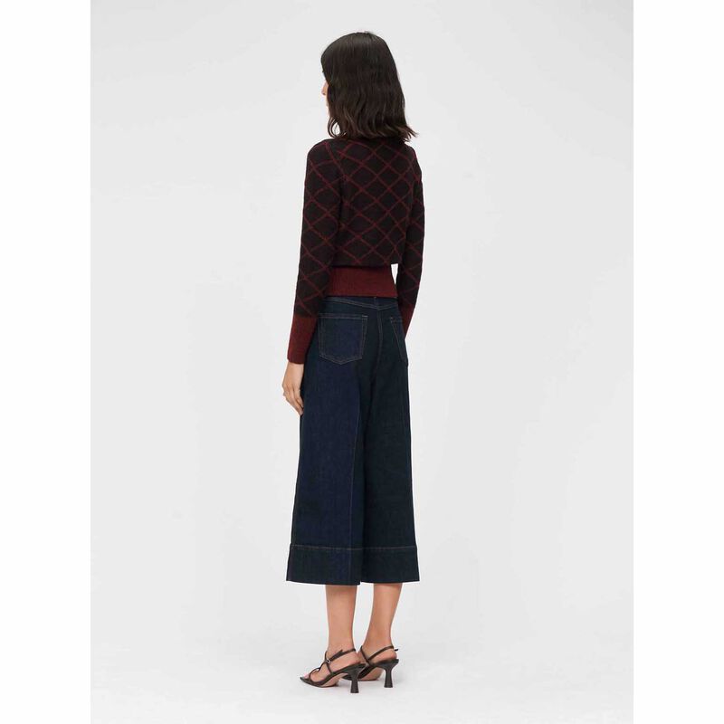 Veronika Maine Two Tone Diamond Pattern Sweater image number 1